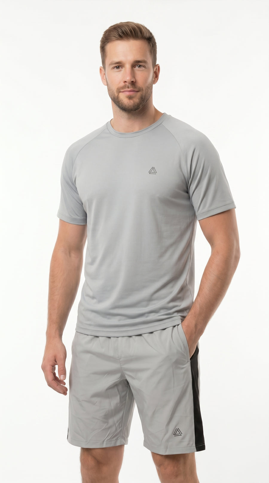 Camiseta deportiva gris manga ranglan para hombre – Belife
