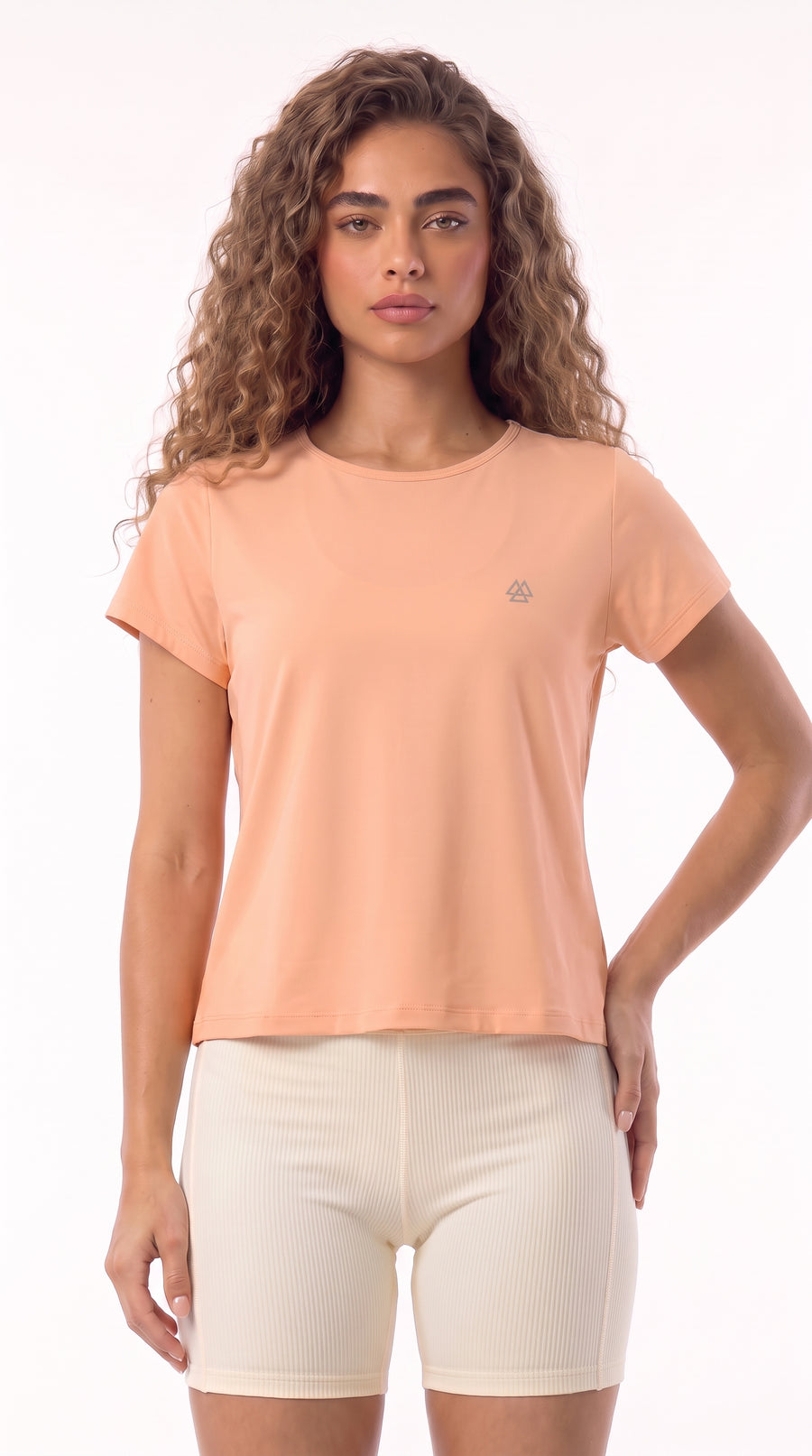 Camiseta deportiva manga corta naranja para mujer