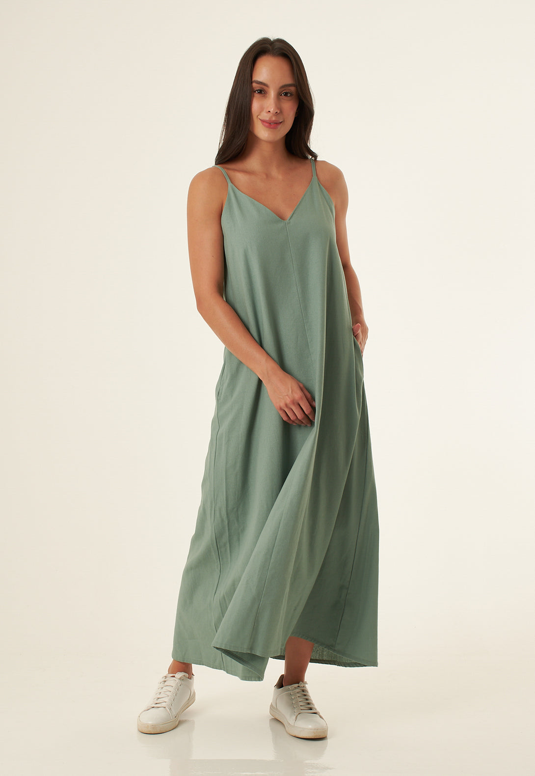 Vestido largo, fresco y con buen movimiento.