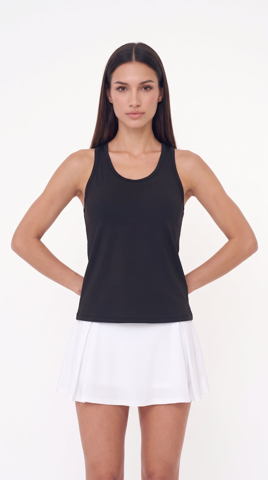 Camiseta deportiva manga sisa negra para mujer