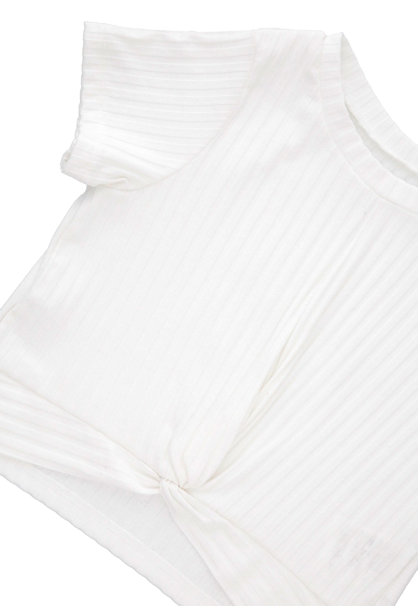 Camiseta ivory fondo entero, con frente entorchado y manga corta para bebé niña