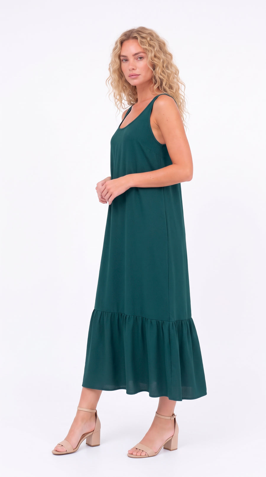 Vestido largo azul con amarre en espalda para mujer