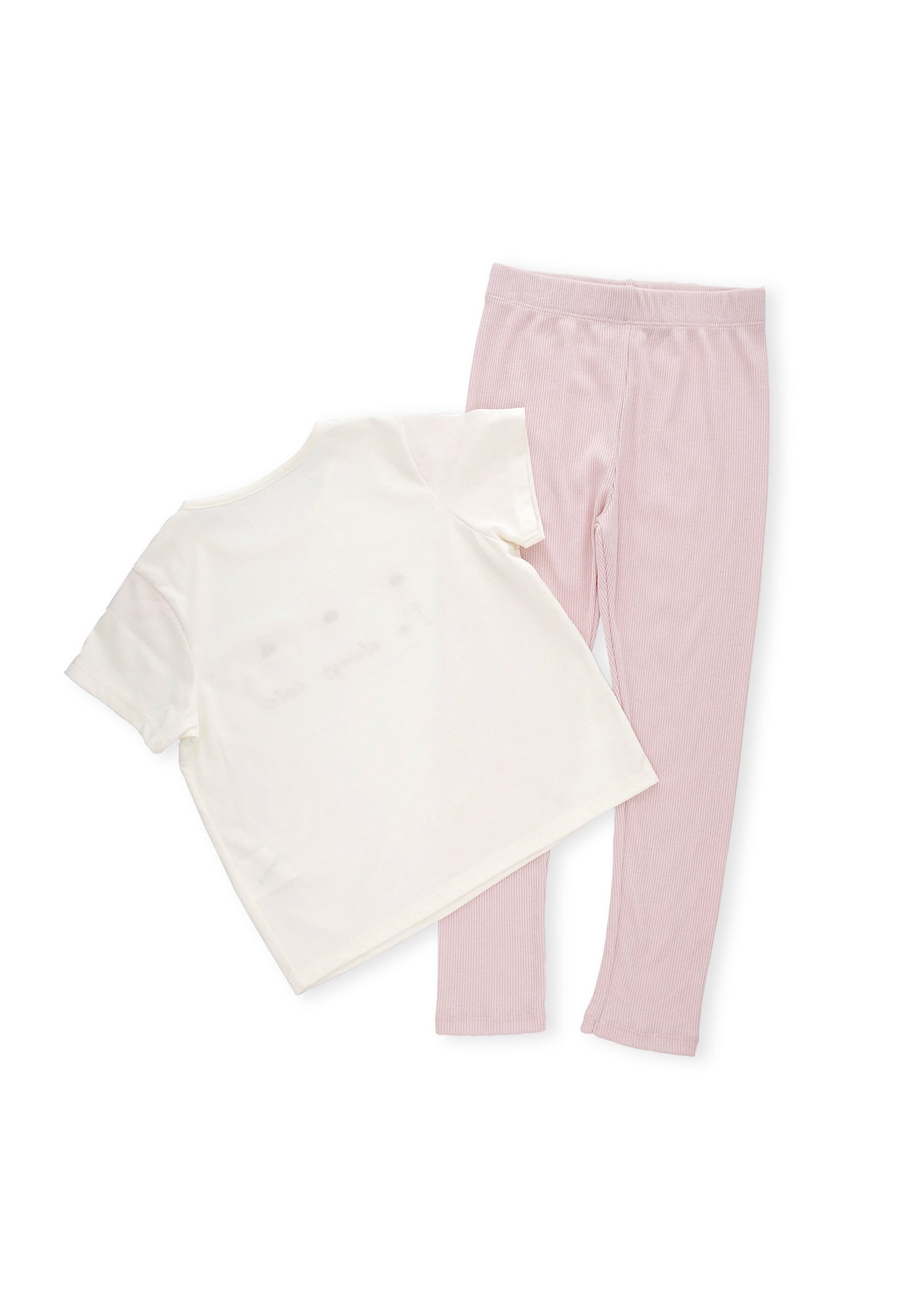 Conjunto de camiseta ivory estampada manga corta y pantalón rosado para bebé niña