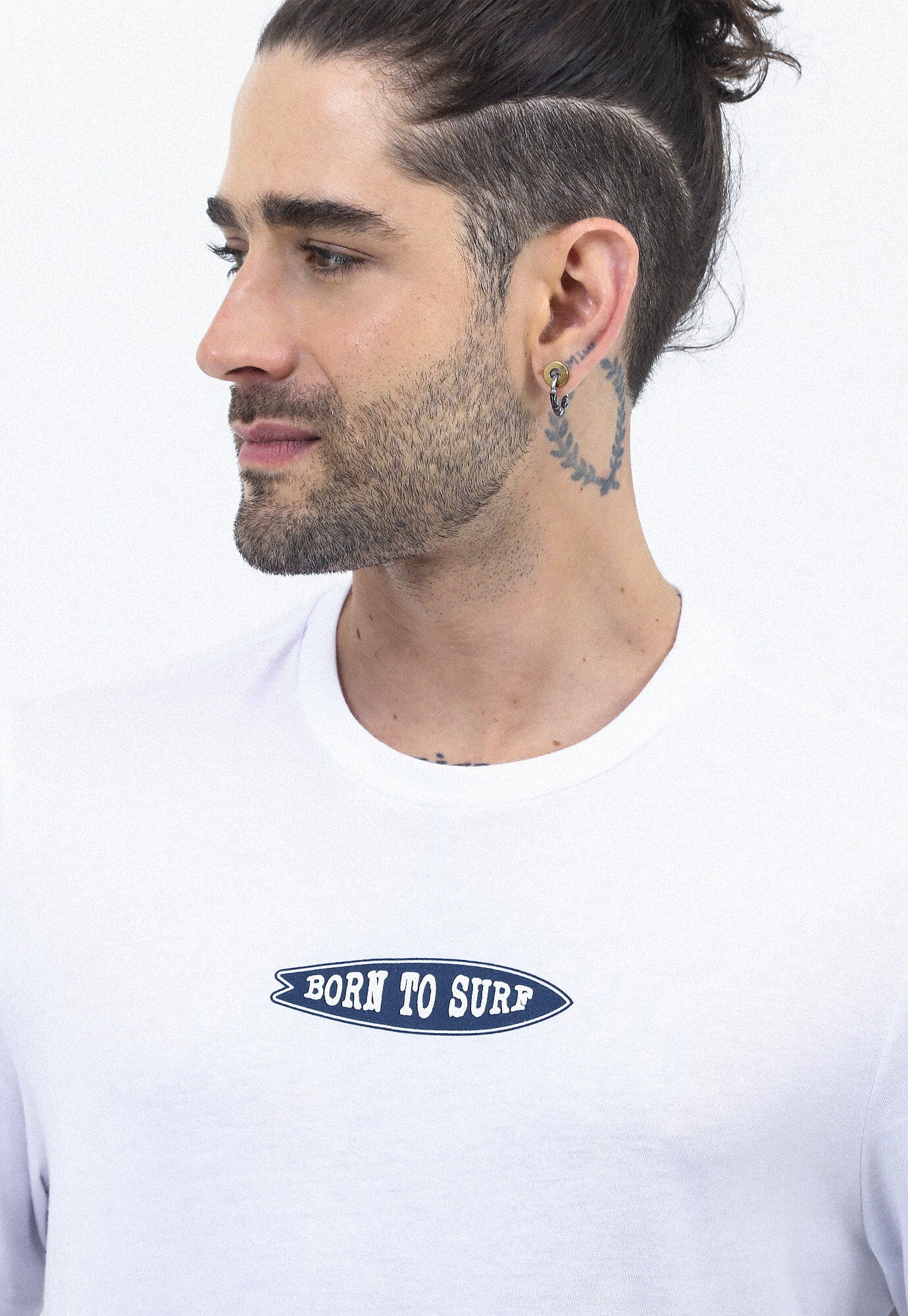 Camiseta de playa blanco hueso con estampado frontal y en posterior para hombre