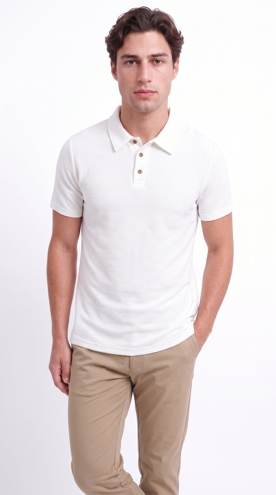 Camiseta polo casual ivory para hombre