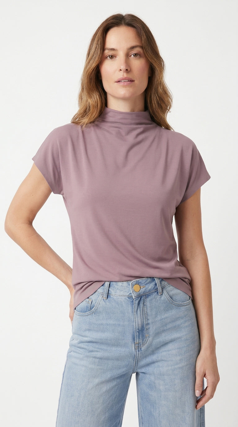 Blusa cuello alto lila para mujer – Belife