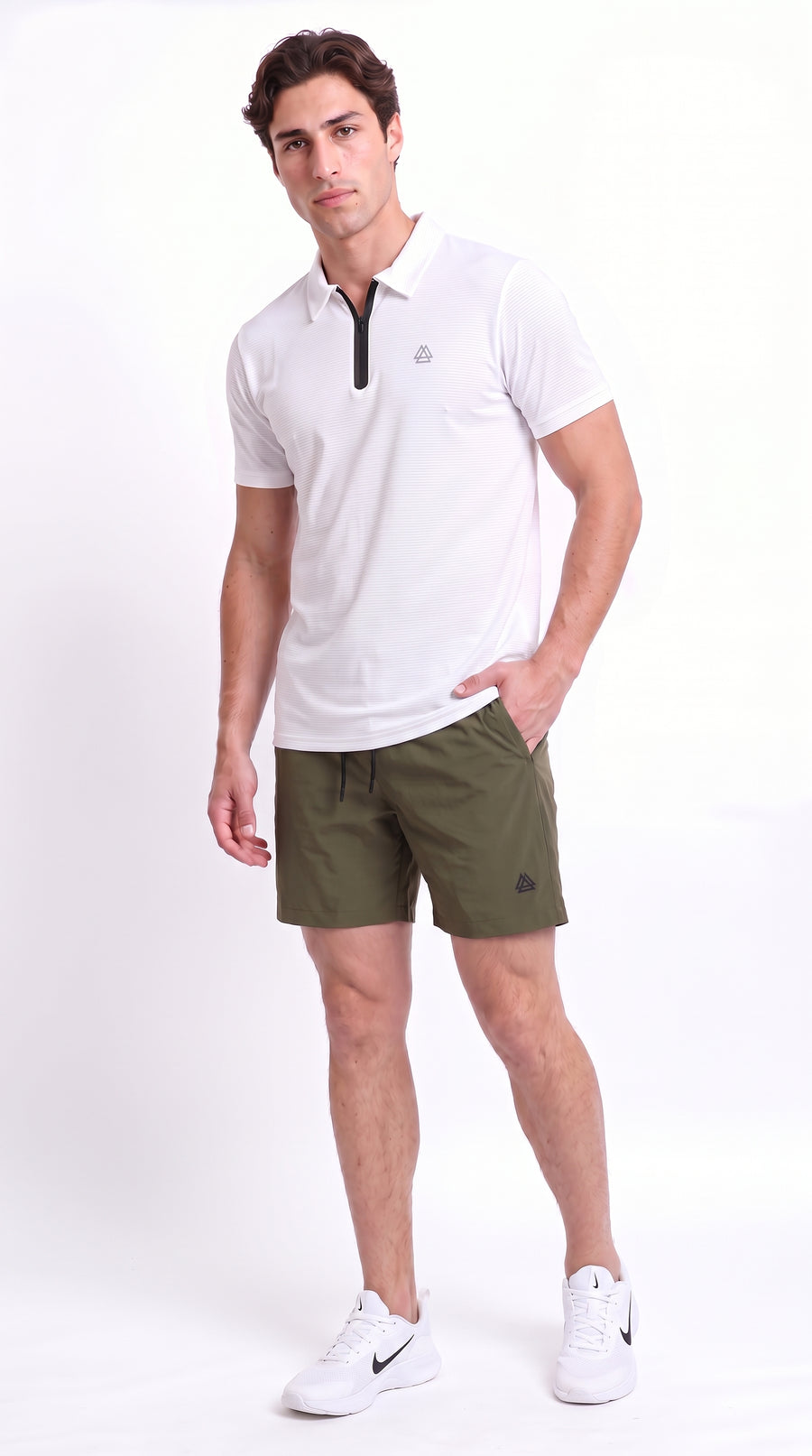 Polo deportivo ivory con cierre frontal para hombre – Belife