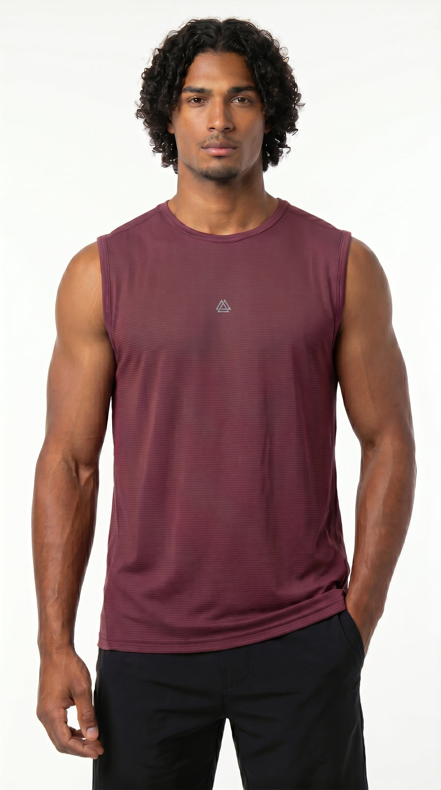 Camiseta deportiva burgundy manga sisa para hombre – Belife