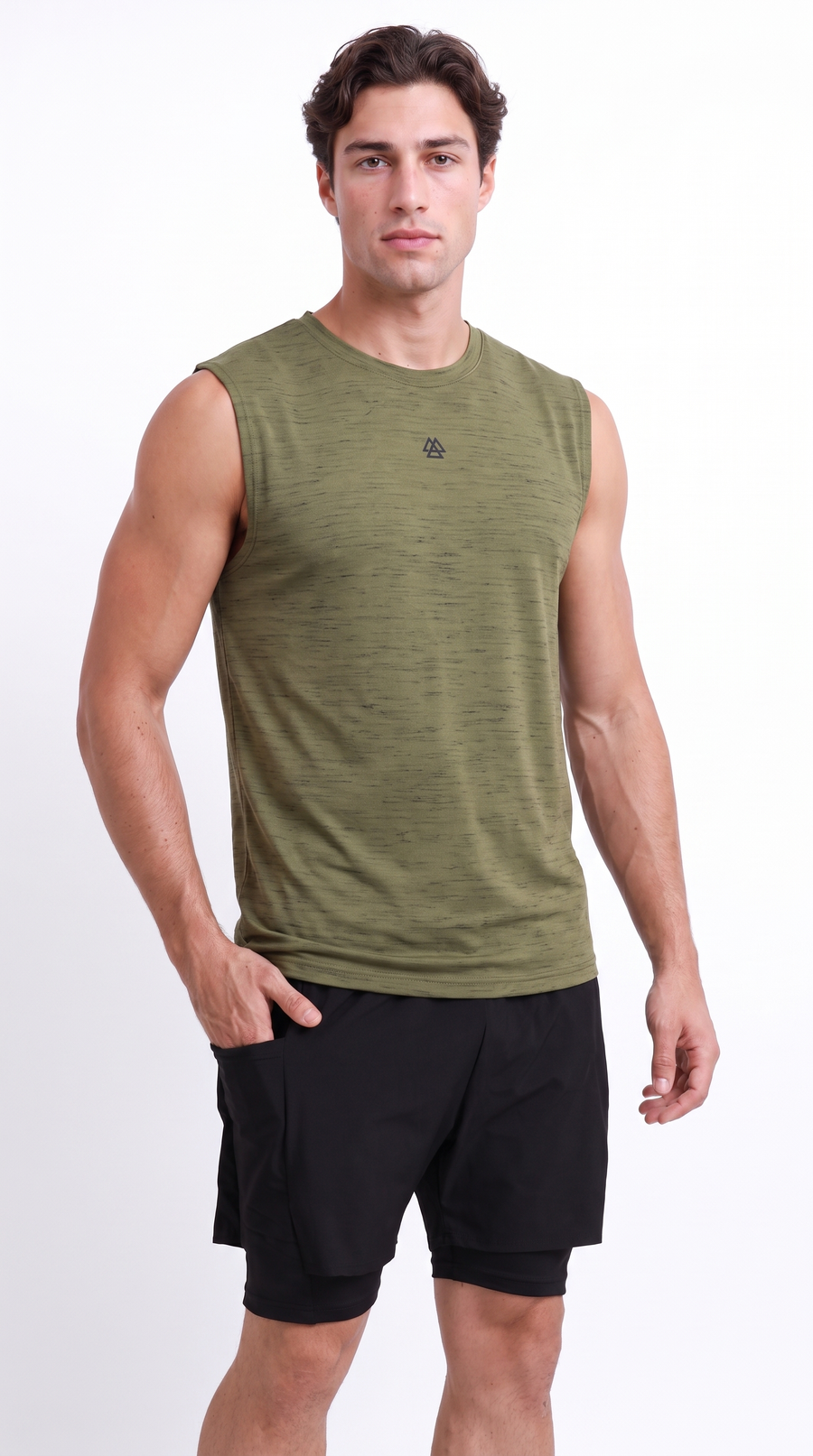 Pantaloneta deportiva negra para hombre