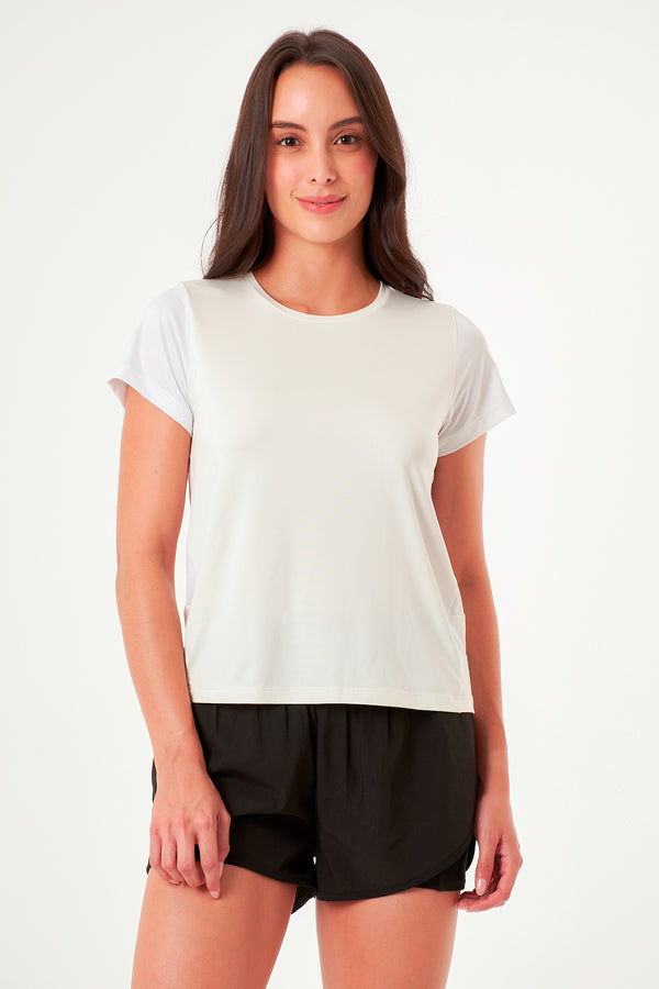 camiseta deportiva manga corta ivory  para mujer