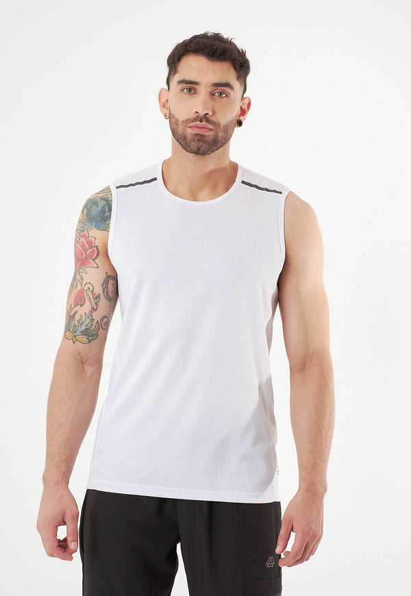 Camiseta deportiva manga sisa blanca para hombre