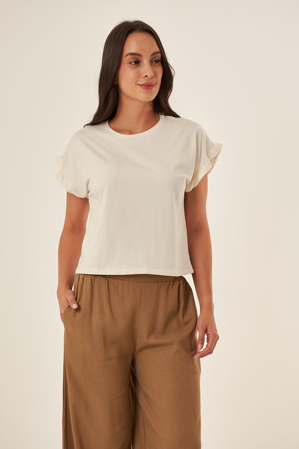 Camiseta manga corta ivory para mujer