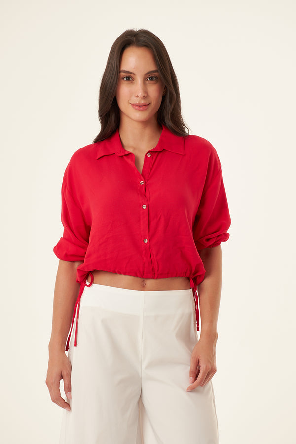 Camisa manga 3/4 roja para mujer