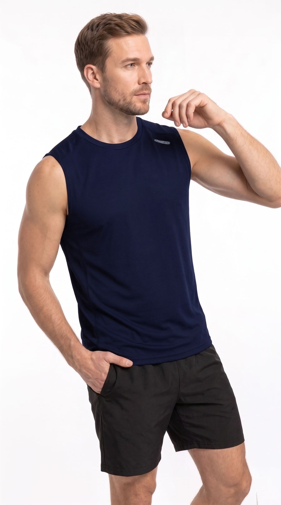 Camiseta deportiva manga sisa azul para hombre – Belife