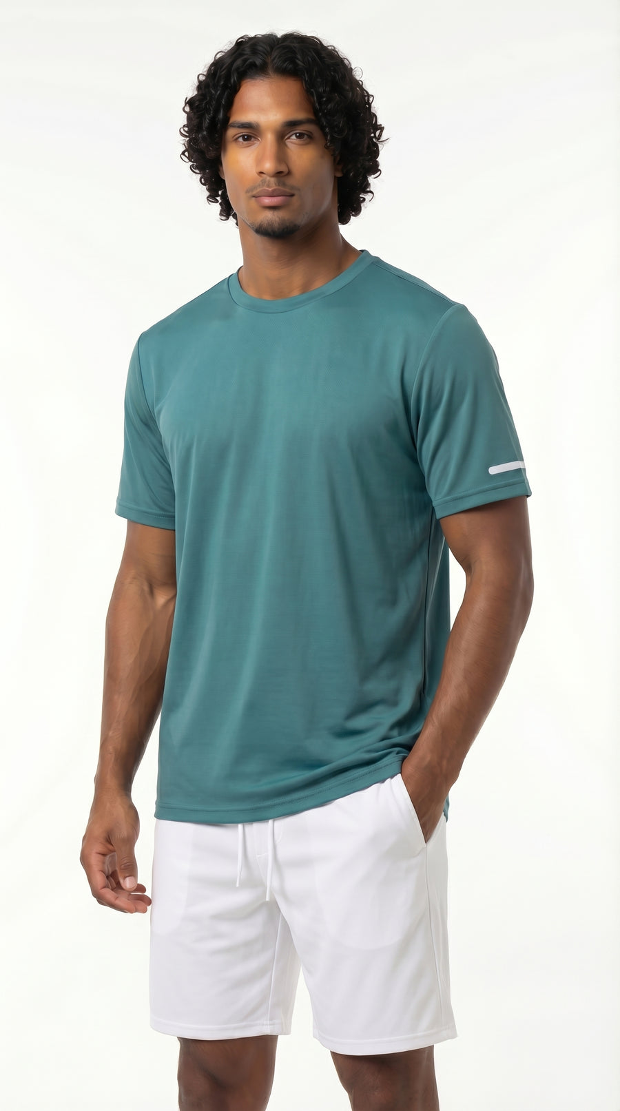 Camiseta deportiva verde esmeralda manga corta para hombre – Belife