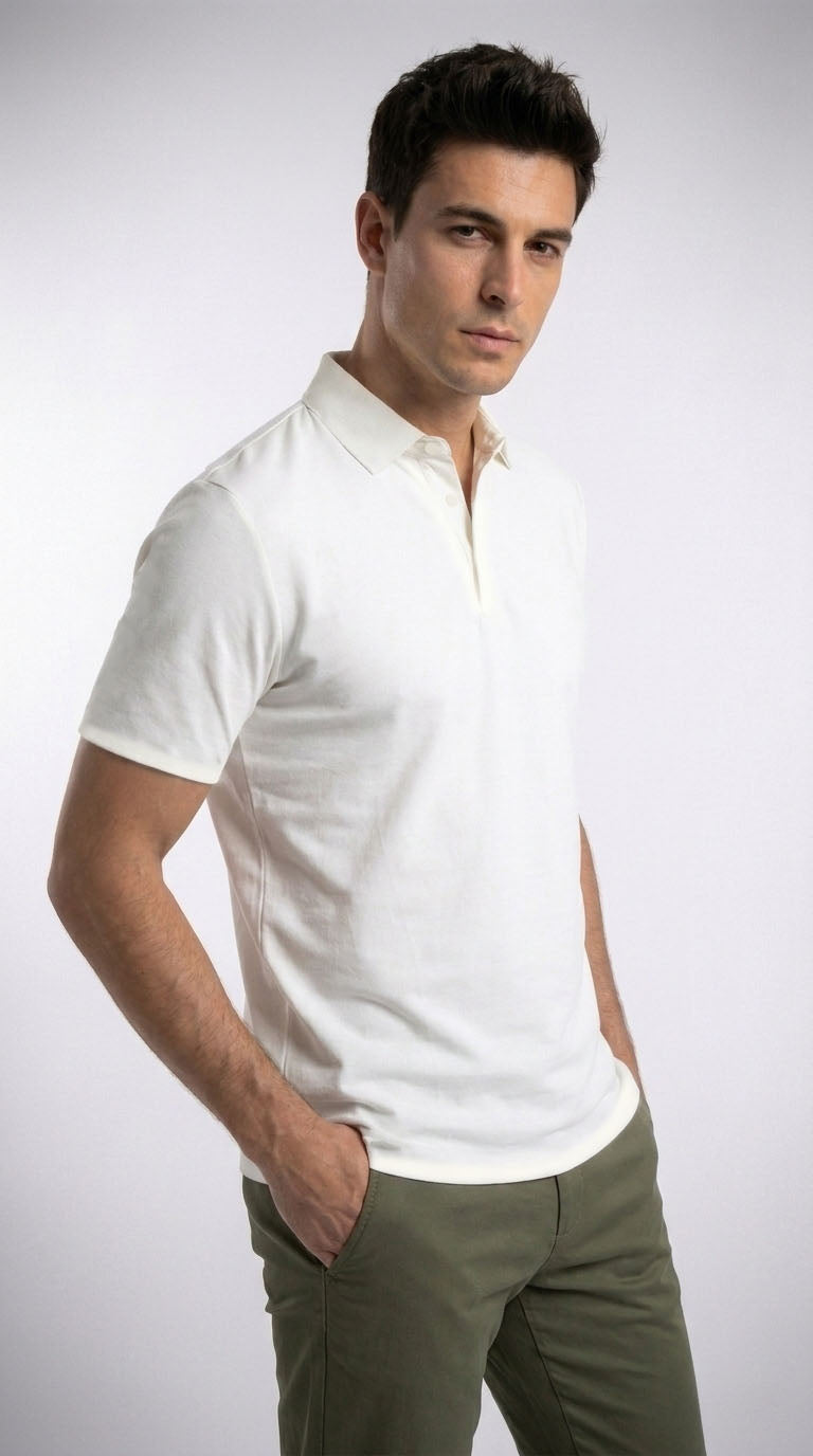 Polo híbrida ivory para hombre – Belife