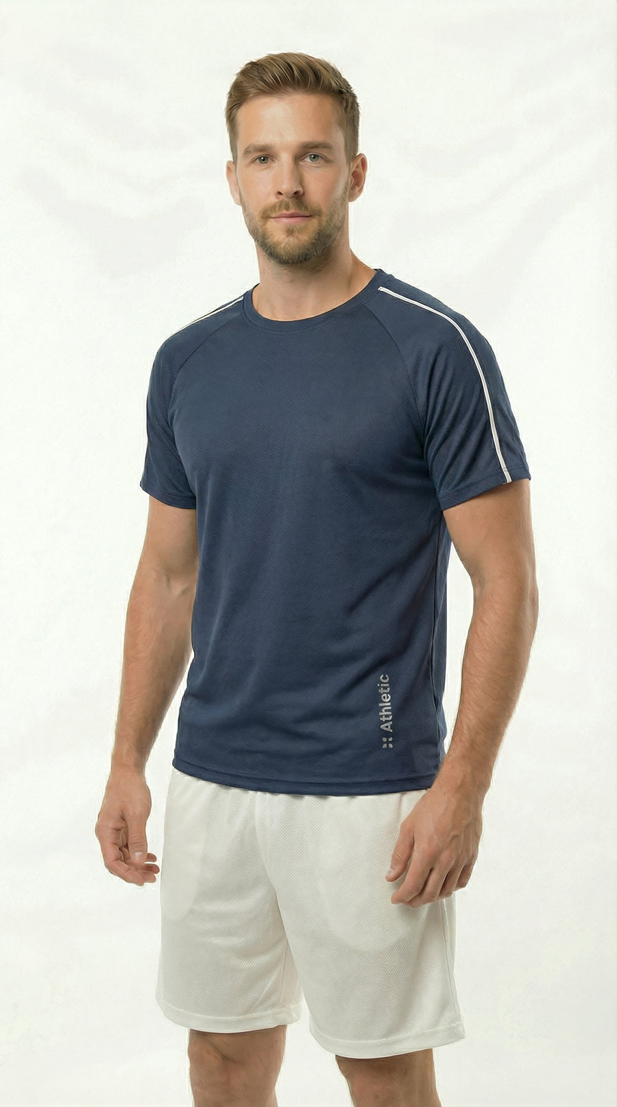 Camiseta deportiva azul manga ranglán para hombre – Belife
