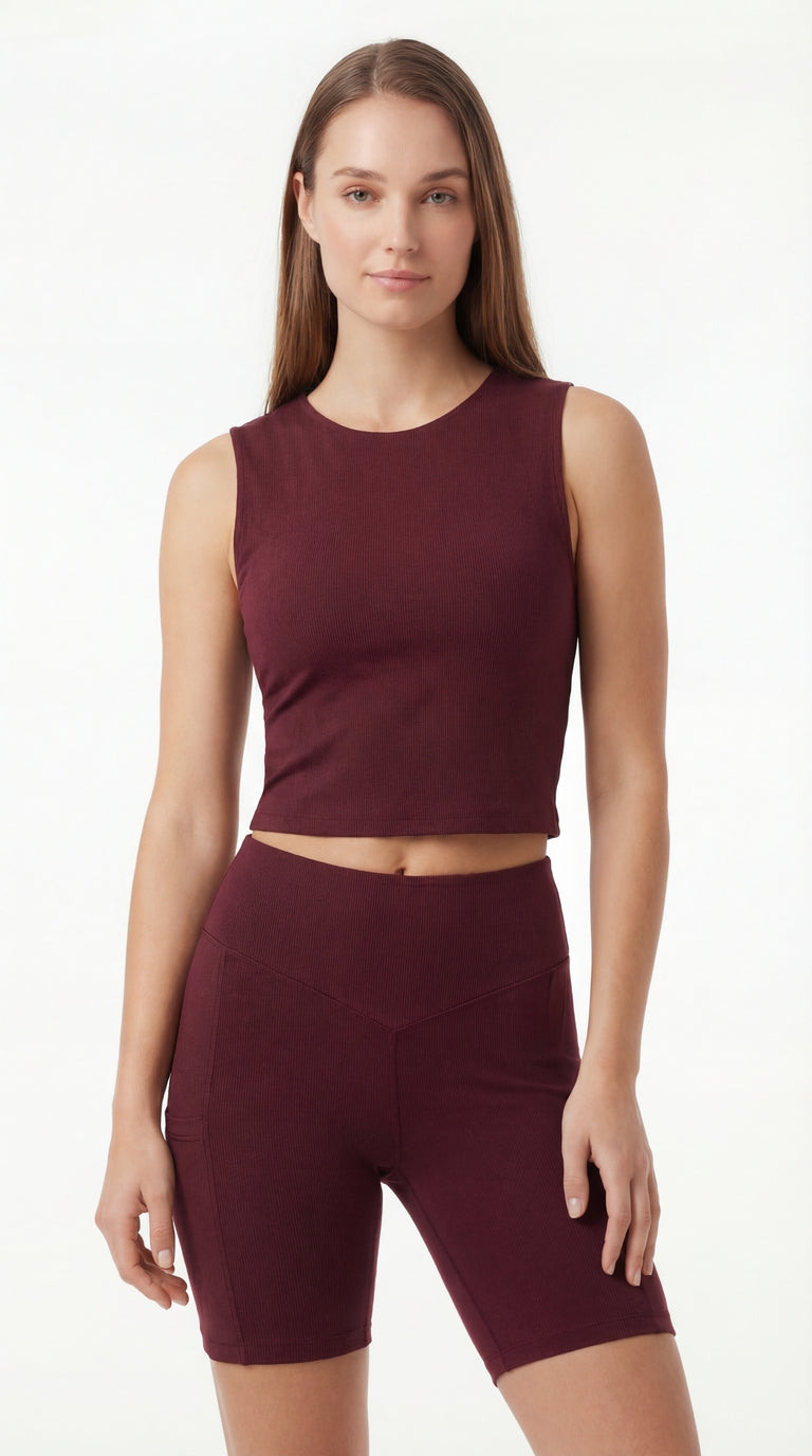 Crop top deportivo burgundy para mujer – Belife