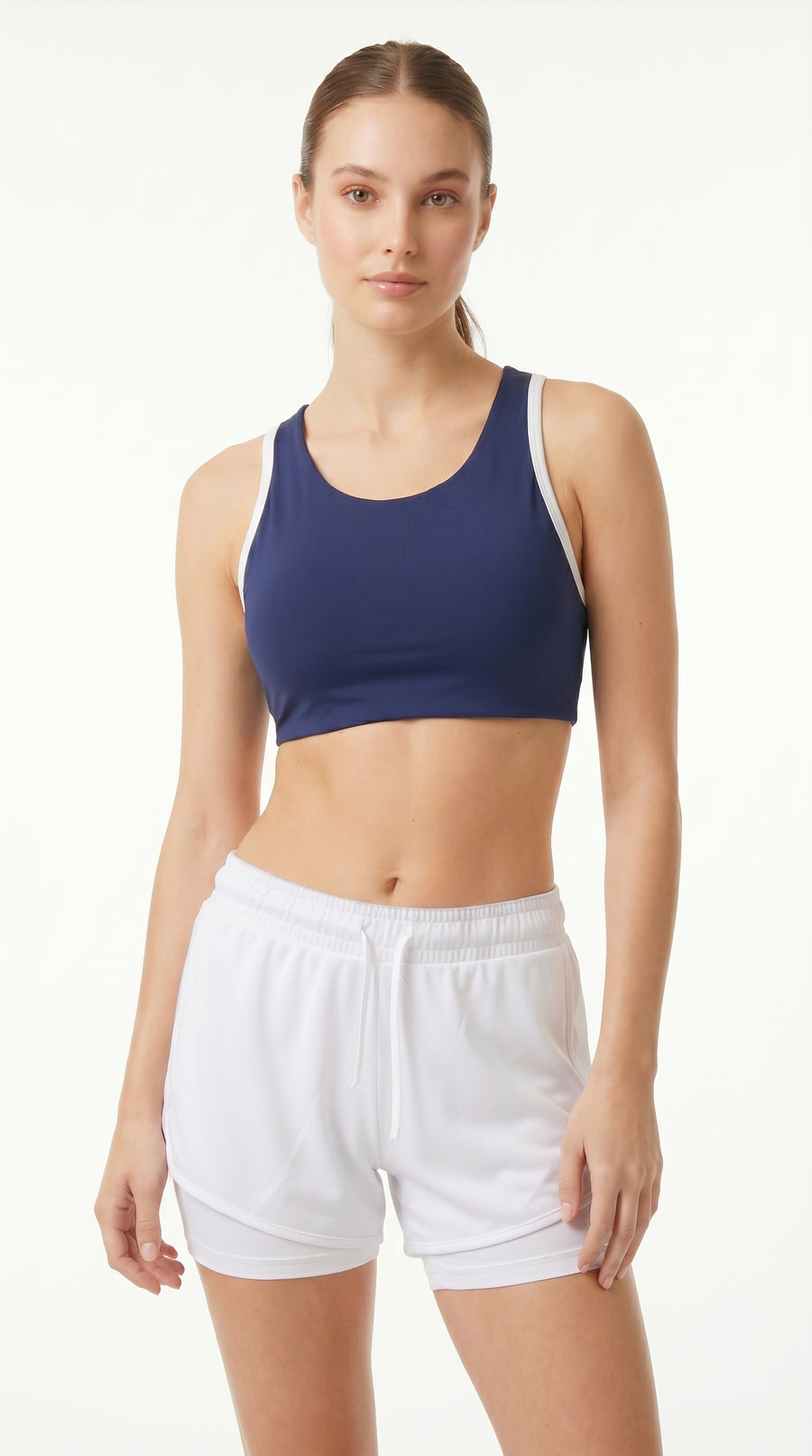 Top deportivo azul con contraste ivory para mujer – Belife