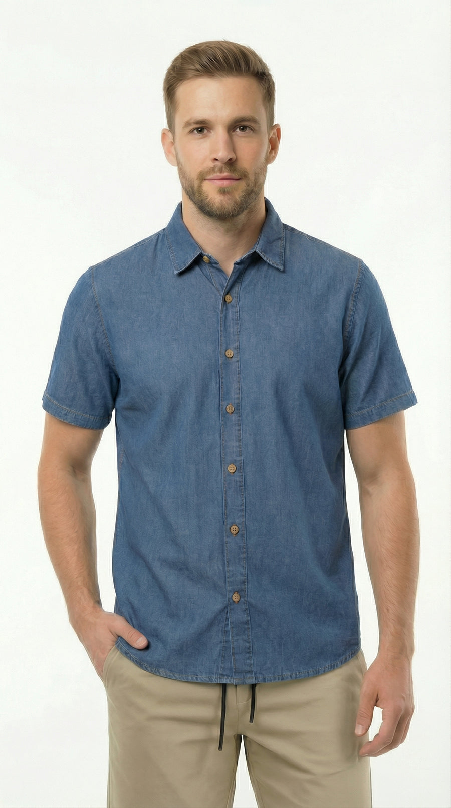 Camisa denim manga corta para hombre – Belife