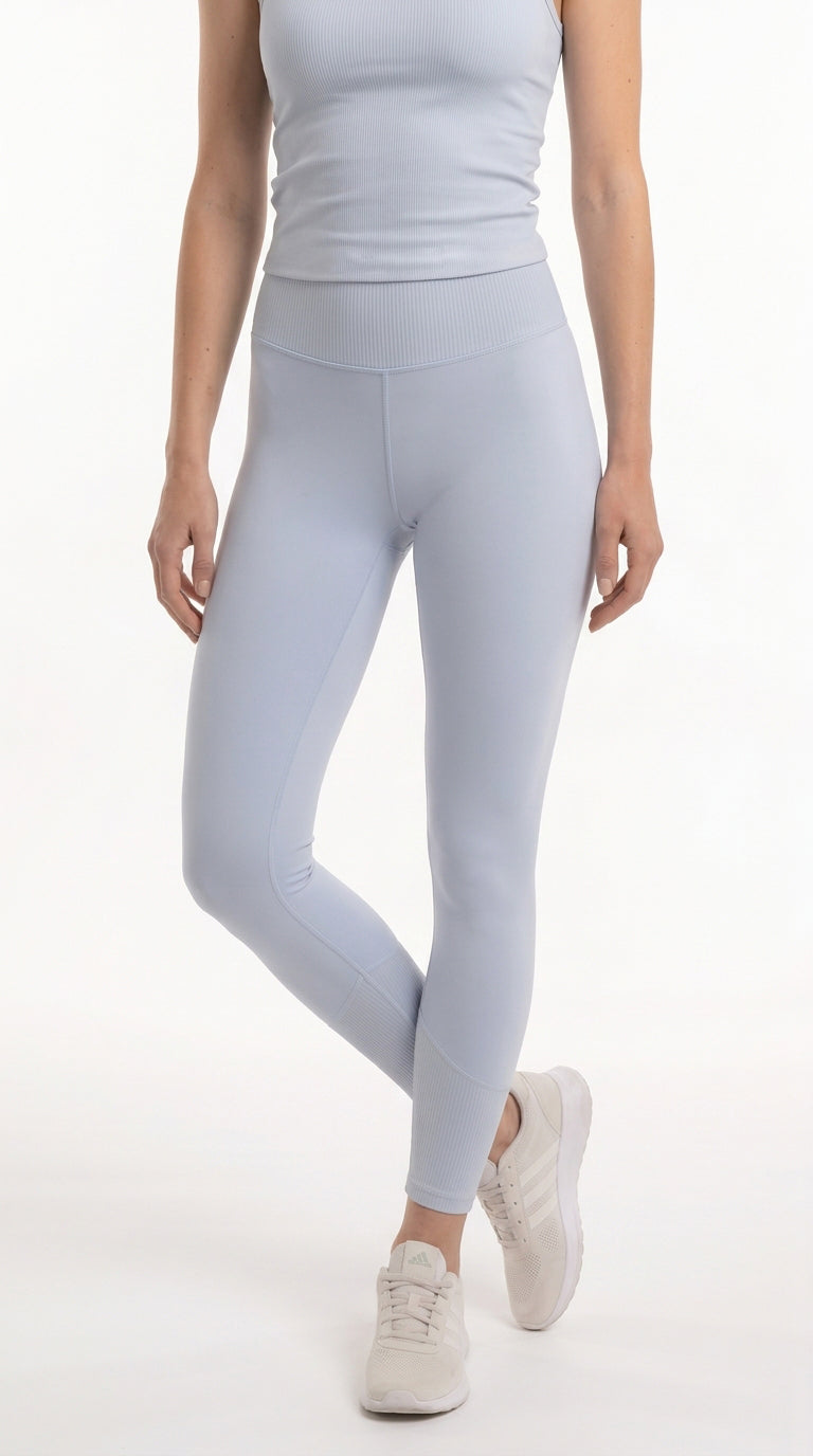 Legging deportivo azul claro con pretina en rib para mujer – Belife