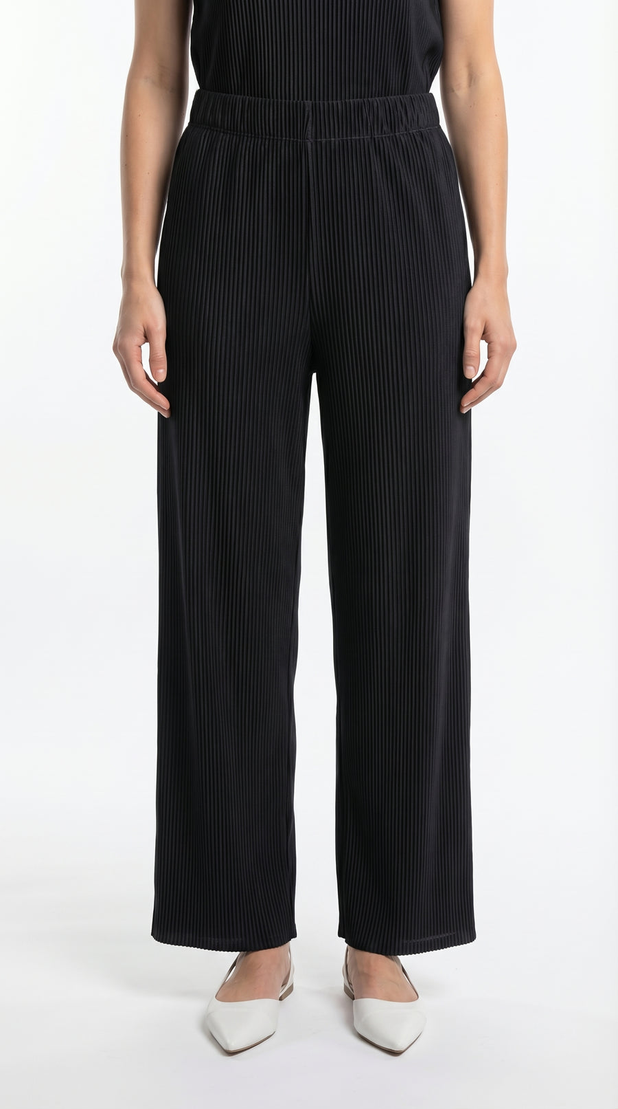 Pantalón negro plisado para mujer – Belife