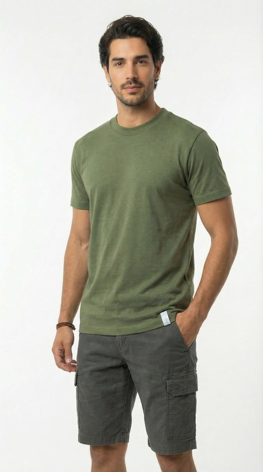 Camiseta verde militar manga corta para hombre – Belife