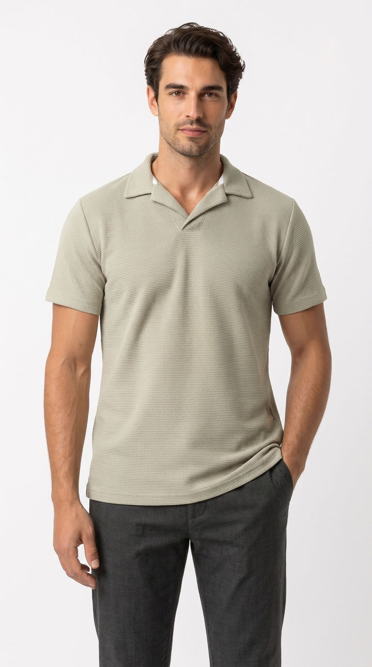 Camiseta Polo café cuello cubano para hombre – Belife