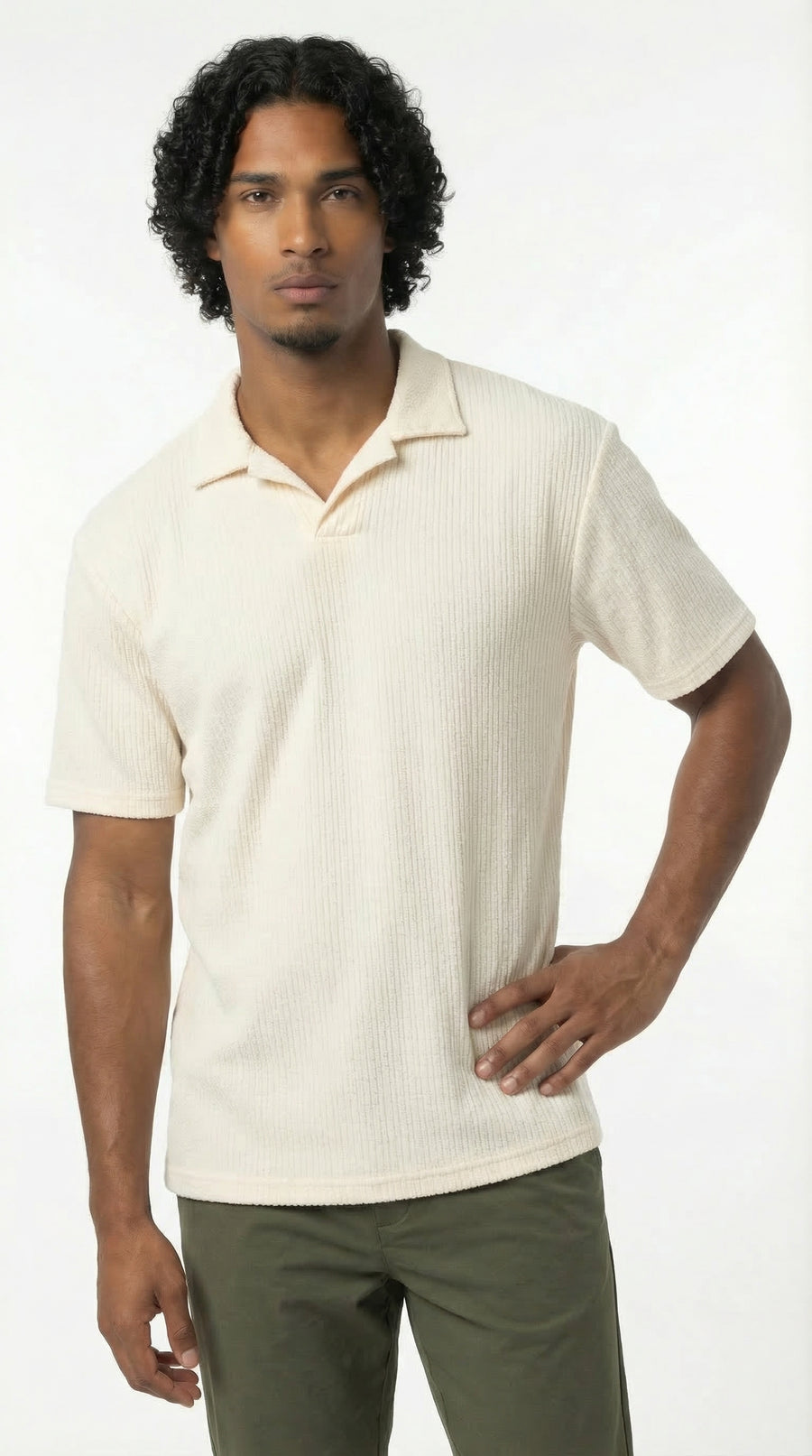 Camiseta polo ivory cuello cubano para hombre – Belife