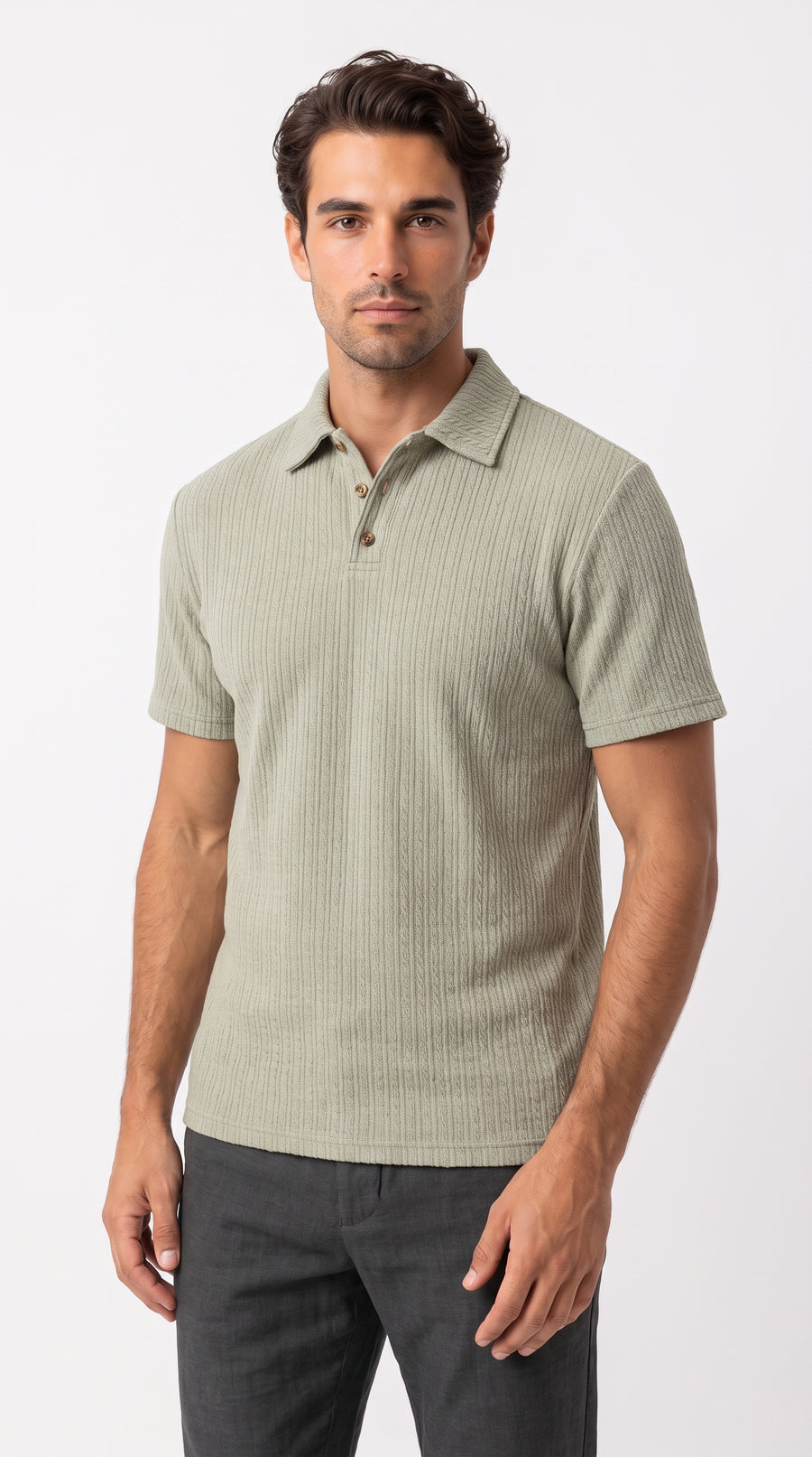 Camiseta polo verde manga corta para hombre – Belife