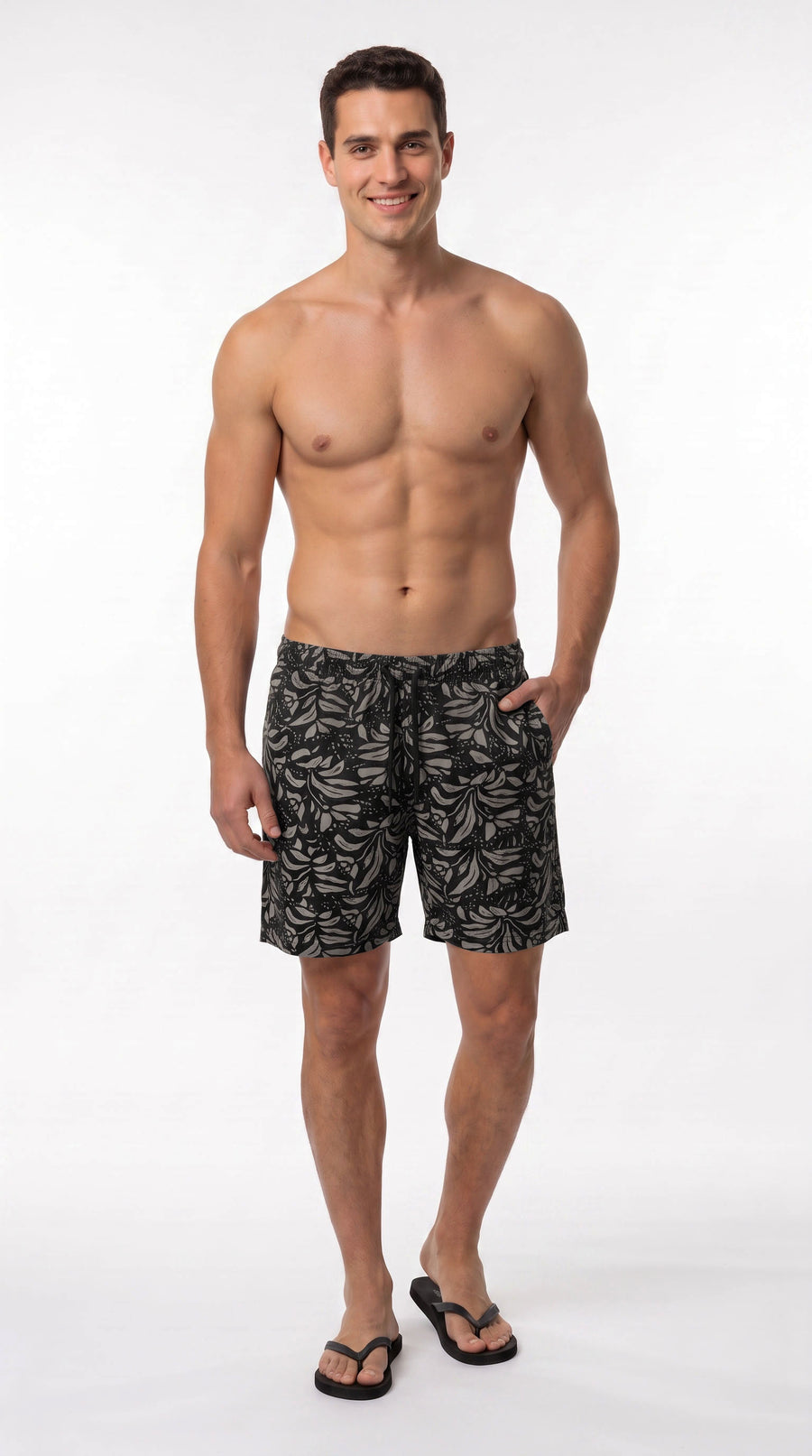 Bermuda de playa negra sublimada para hombre – Belife