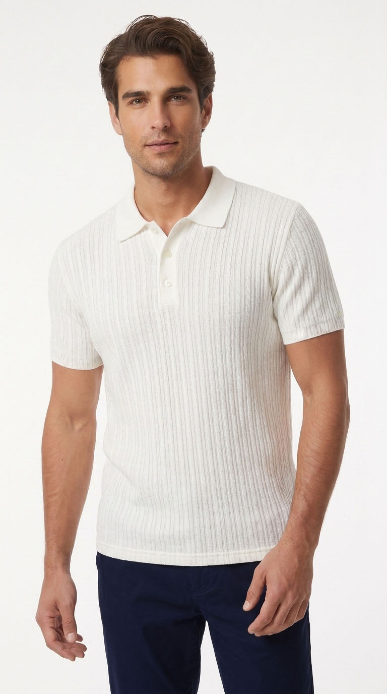 Polo ivory texturizado para hombre – Belife