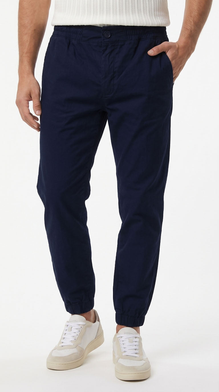 Jogger azul oscuro en drill para hombre – Belife