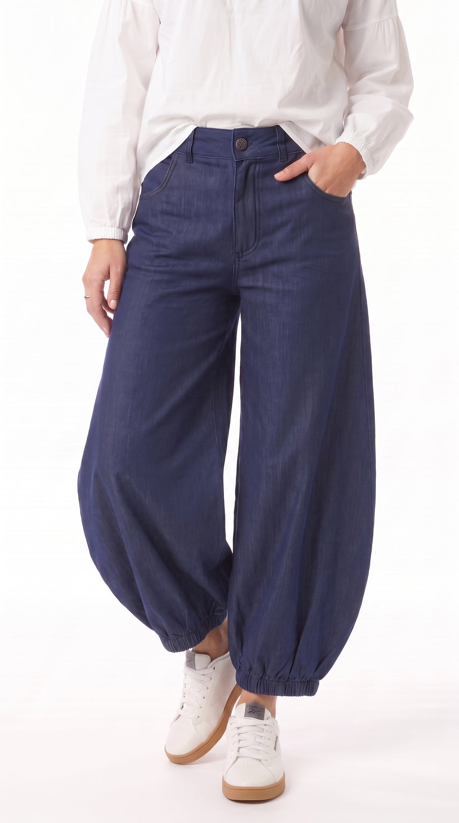 Pantalón baggy azul índigo para mujer – Belife