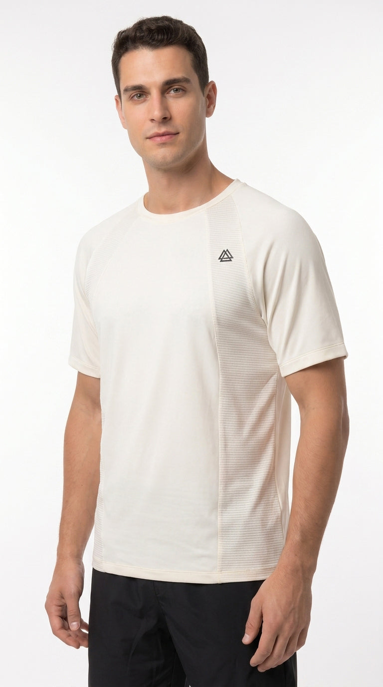 Camiseta deportiva ivory con bloques para hombre – Belife