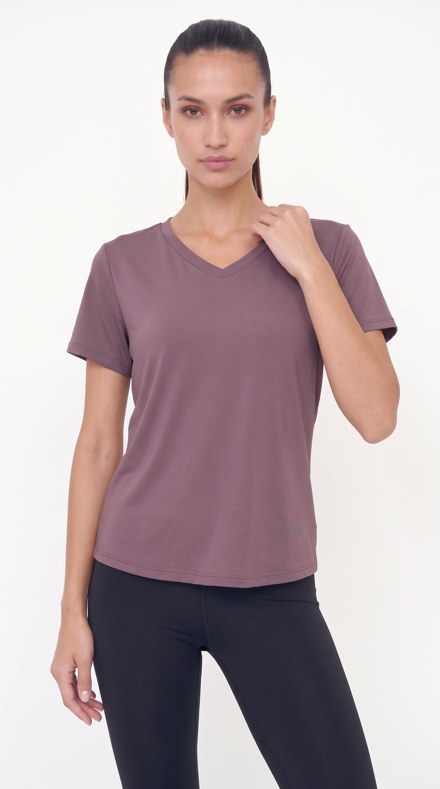 Camiseta deportiva manga corta lila para mujer – Belife