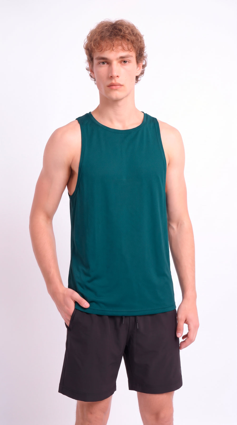 Camiseta deportiva verde manga sisa para hombre