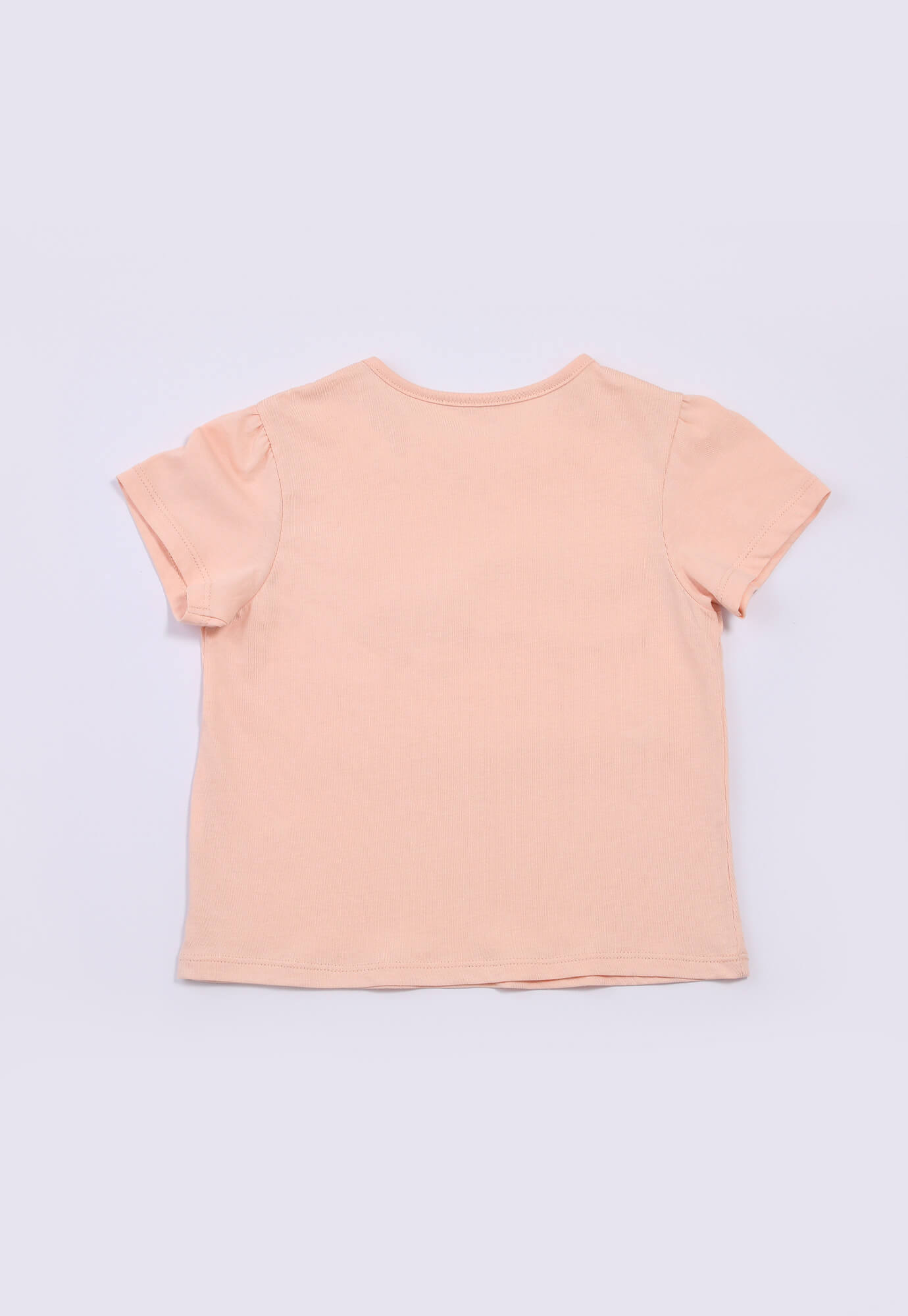 Camiseta rosada concha estampada con recogido en manga para bebé niña