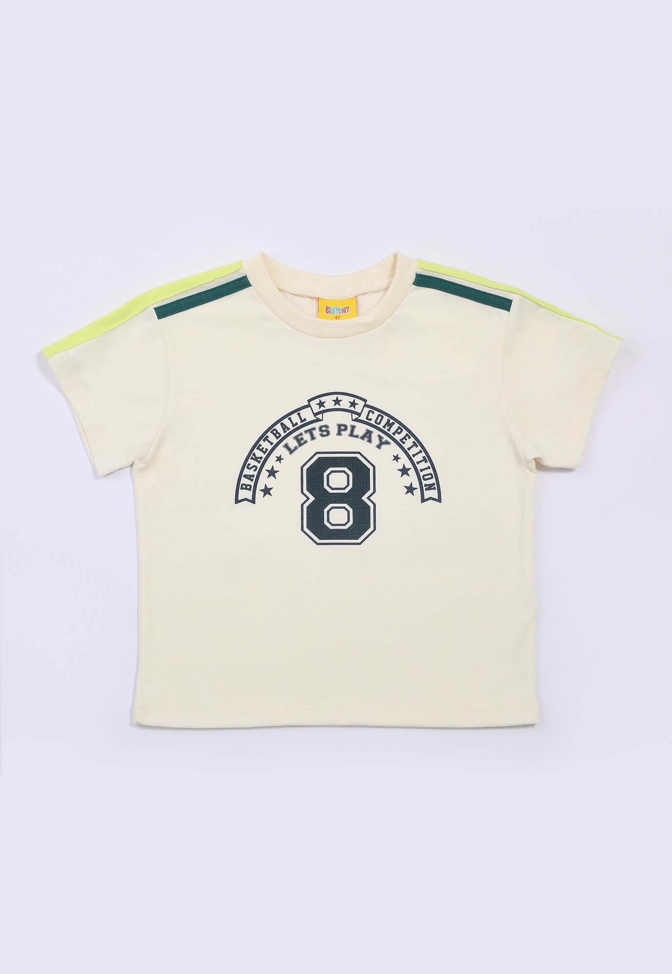 Camiseta Ivory Oversize Con Bloques En Hombros Para Bebé Niño