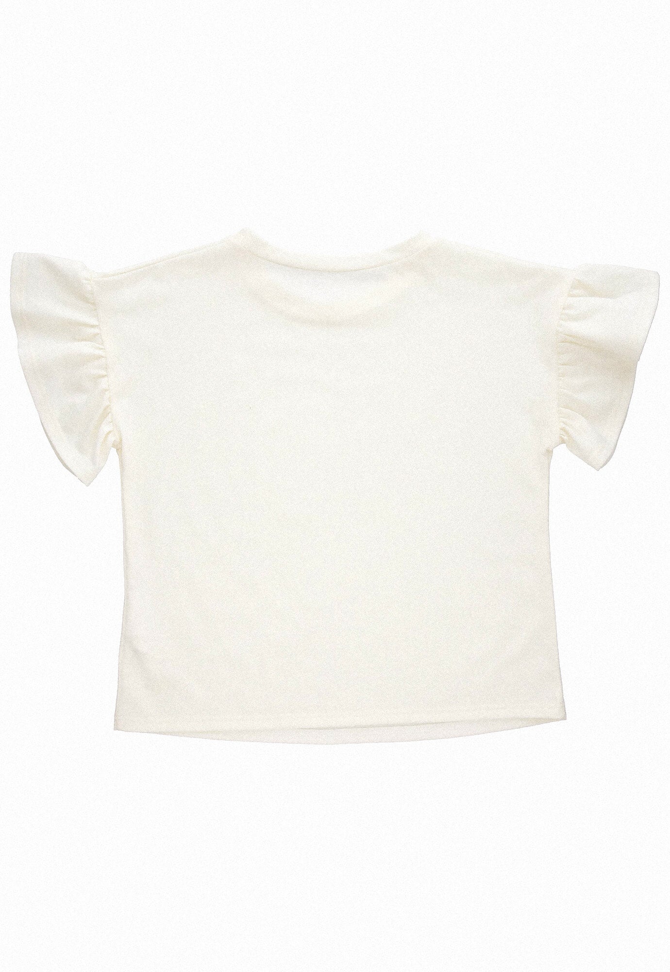 Camiseta ivory fondo entero, hombro rodado con bolero y cuello redondo para bebé niña