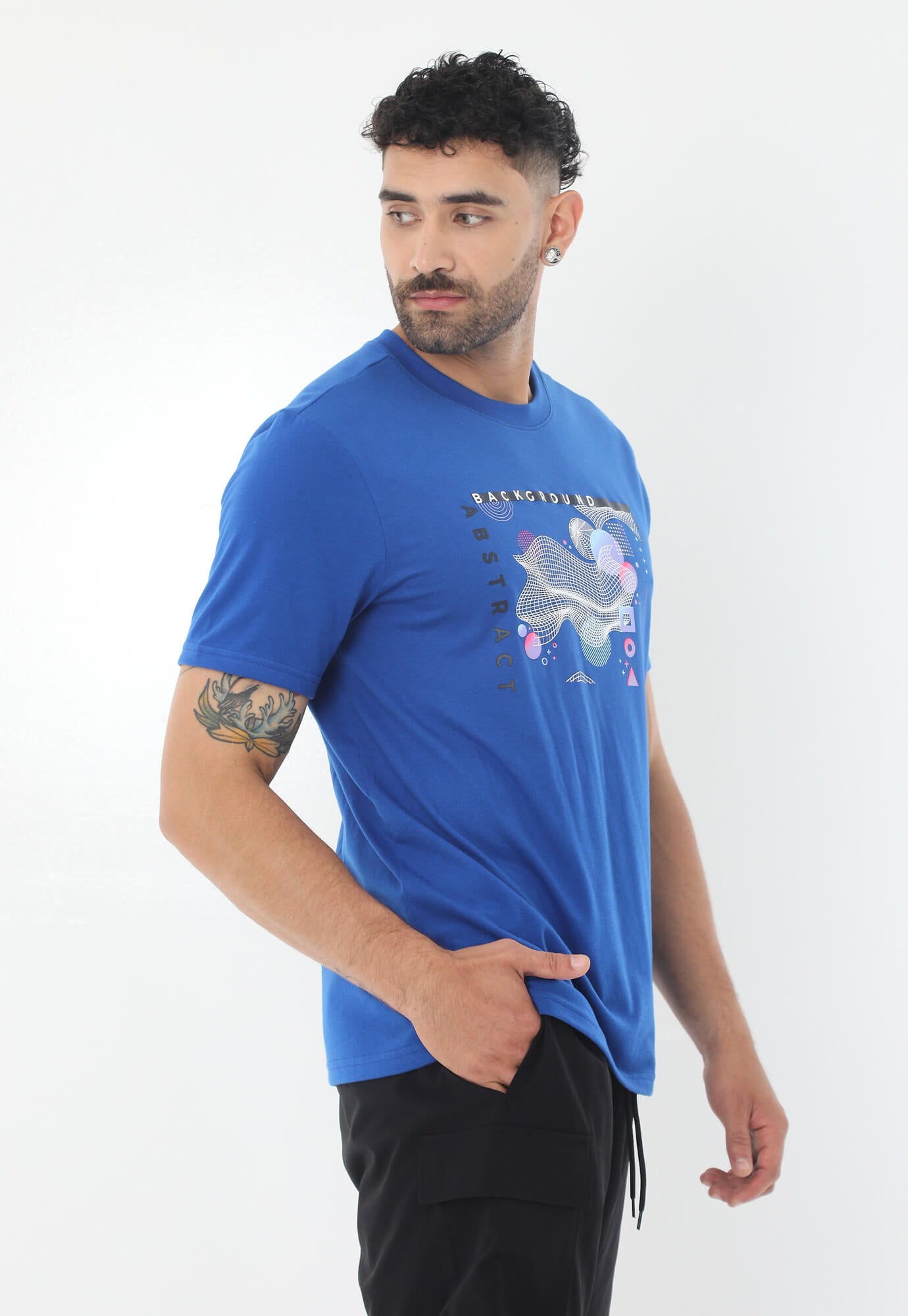 Camiseta Azul Rey Con Estampado Frontal Para Hombre