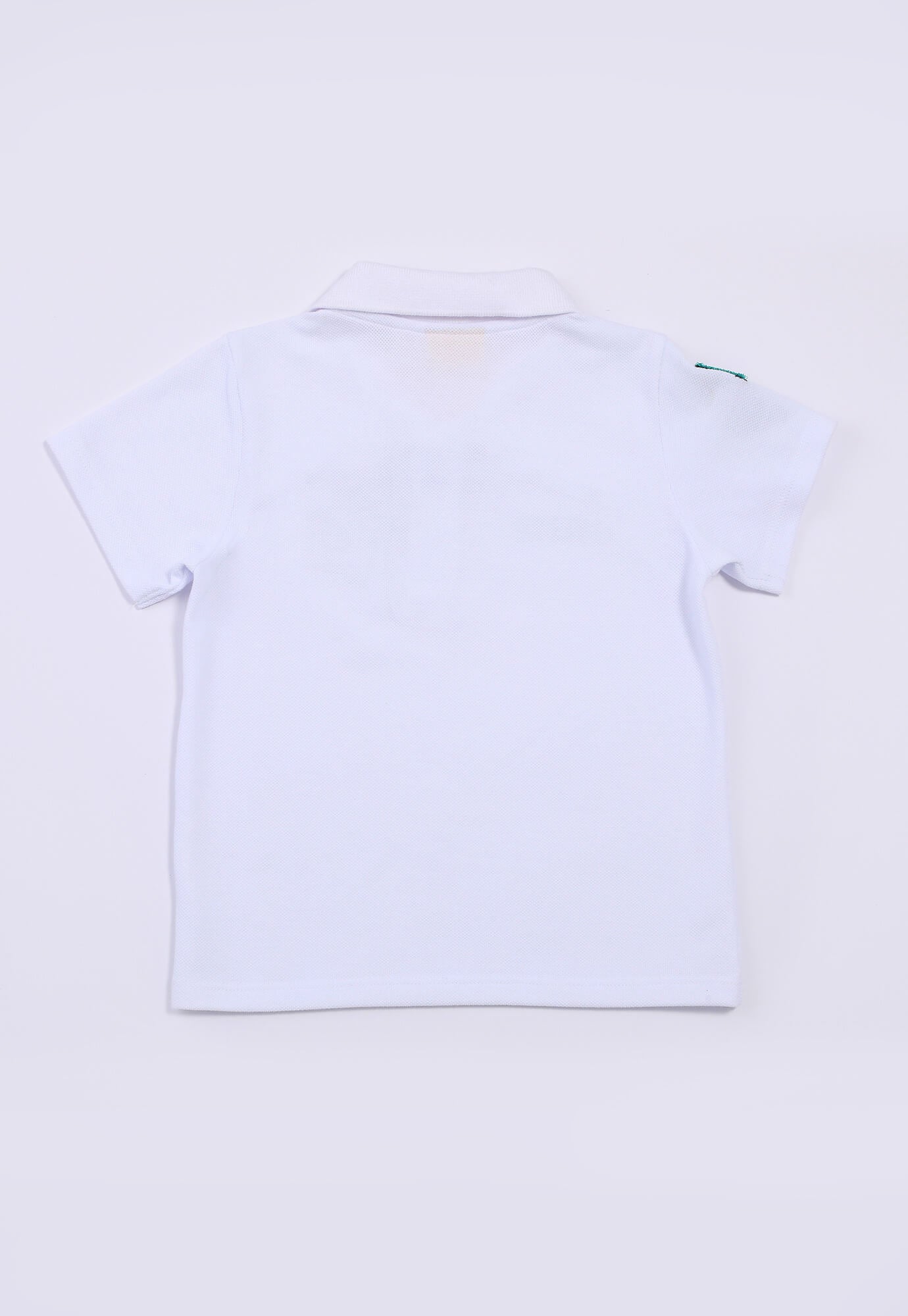 Camiseta Tipo Polo Blanca Con Estampados Frontales Para Bebé Niño