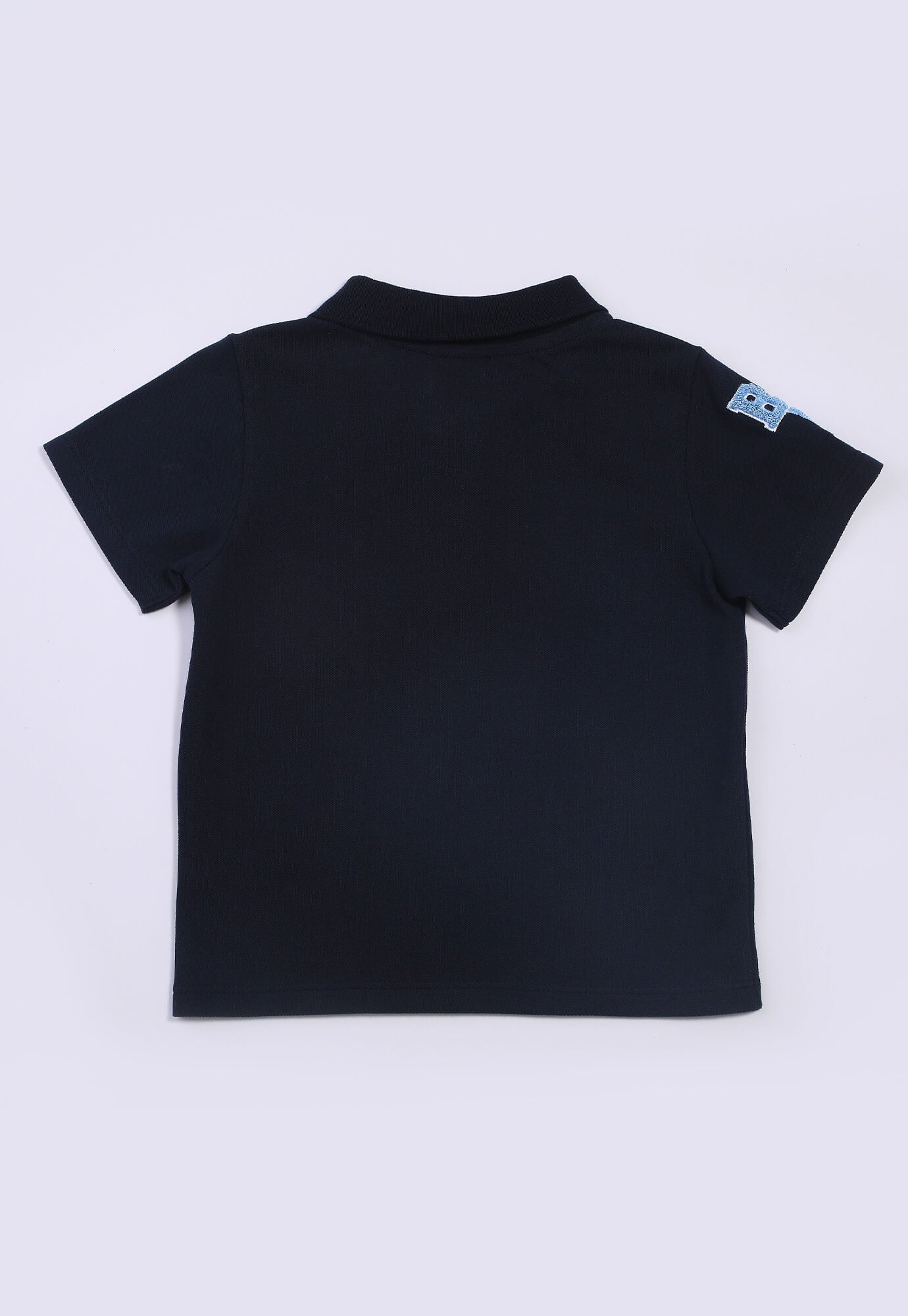 Camiseta Tipo Polo Azul Oscuro Con Estampados Frontales Para Bebé Niño