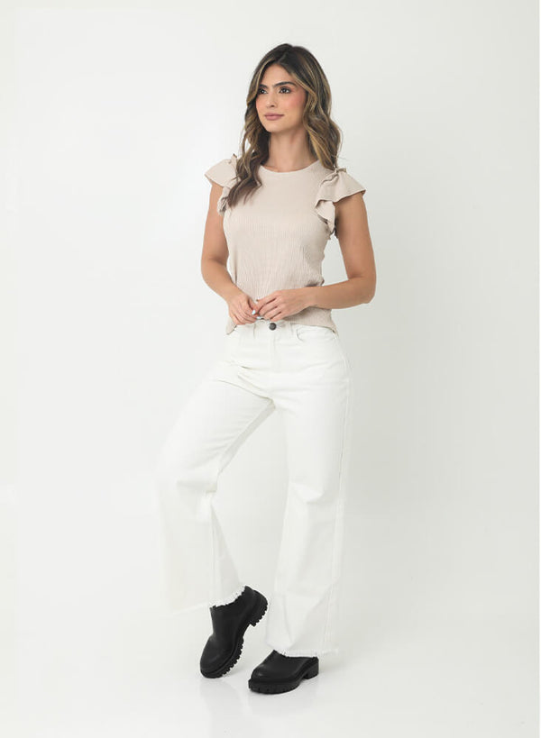 Blusa ivory con boleros para mujer