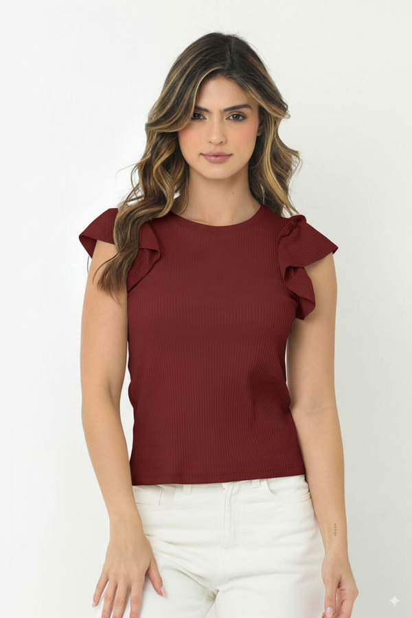 Blusa roja con boleros para mujer