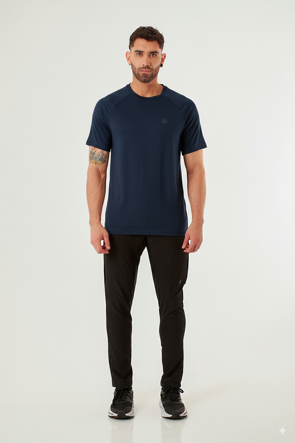 Camiseta manga corta deportiva azul para hombre