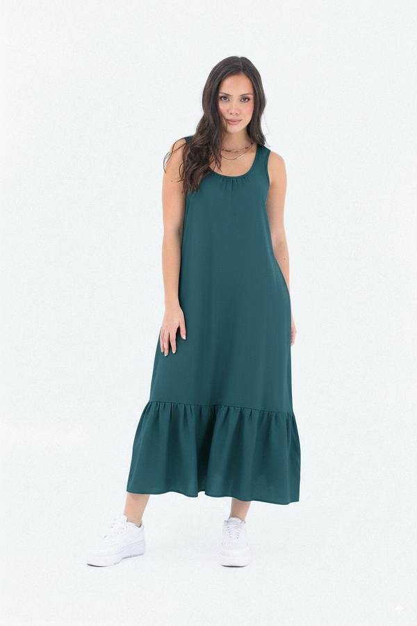 Vestido largo azul  con boleros para mujer