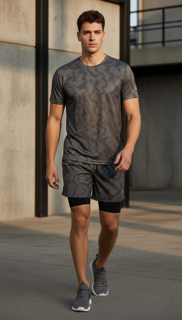 Pantaloneta deportiva gris para hombre