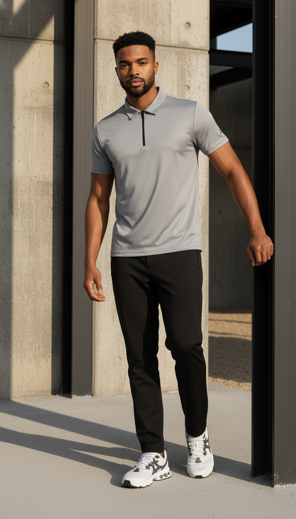 Camiseta polo gris para hombre