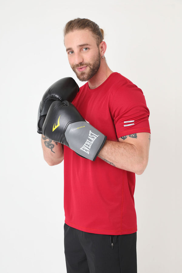 Camiseta Deportiva Roja Con Detalle Reflectivo En Manga Para Hombre